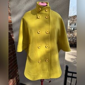 Vibrant Yellow Double-Breasted Cape Coat